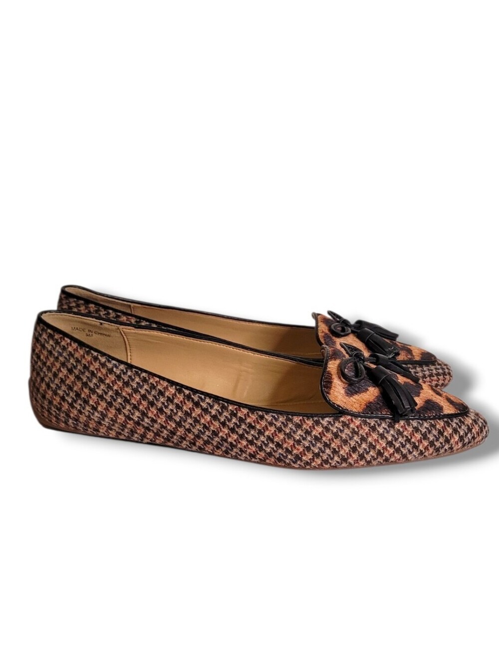 Talbots Houndstooth Tassel Driving Loafers